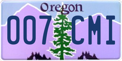 OR license plate 007CMI