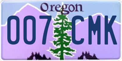 OR license plate 007CMK