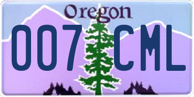 OR license plate 007CML