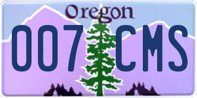 OR license plate 007CMS