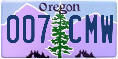 OR license plate 007CMW