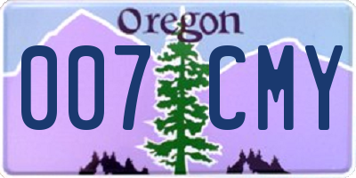 OR license plate 007CMY