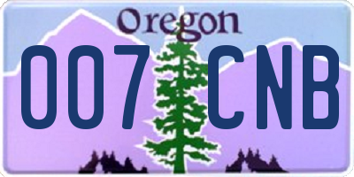OR license plate 007CNB