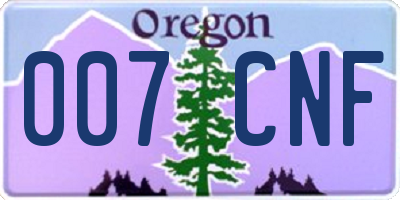 OR license plate 007CNF