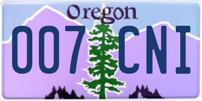 OR license plate 007CNI