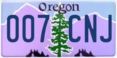 OR license plate 007CNJ