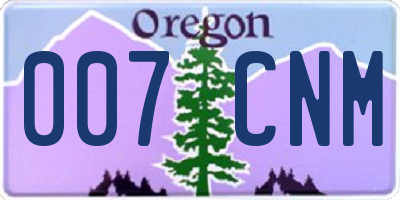 OR license plate 007CNM