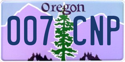 OR license plate 007CNP
