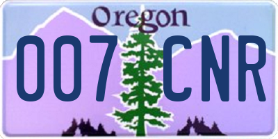 OR license plate 007CNR