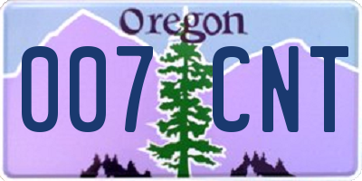 OR license plate 007CNT