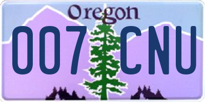 OR license plate 007CNU