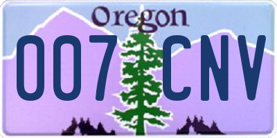 OR license plate 007CNV