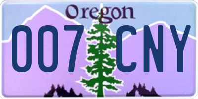 OR license plate 007CNY