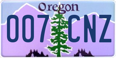 OR license plate 007CNZ