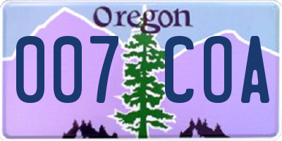 OR license plate 007COA
