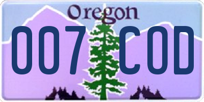 OR license plate 007COD