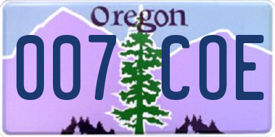OR license plate 007COE