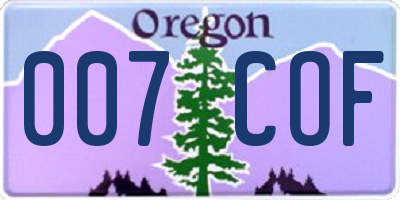 OR license plate 007COF