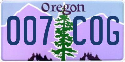 OR license plate 007COG