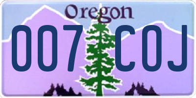OR license plate 007COJ