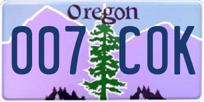 OR license plate 007COK