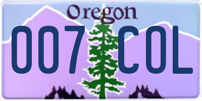 OR license plate 007COL