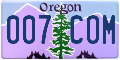 OR license plate 007COM