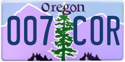 OR license plate 007COR