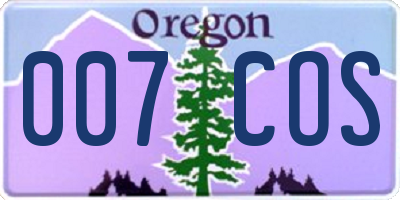 OR license plate 007COS