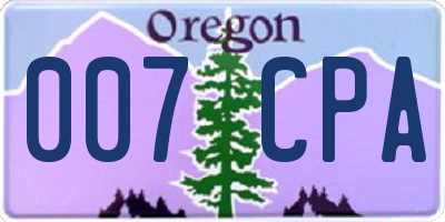 OR license plate 007CPA