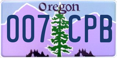 OR license plate 007CPB