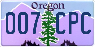 OR license plate 007CPC