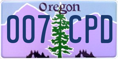 OR license plate 007CPD