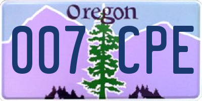 OR license plate 007CPE
