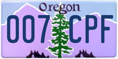 OR license plate 007CPF