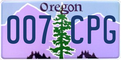 OR license plate 007CPG