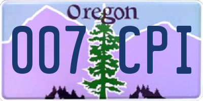OR license plate 007CPI