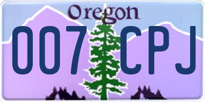 OR license plate 007CPJ