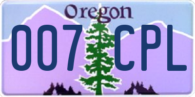 OR license plate 007CPL