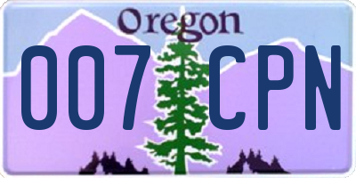 OR license plate 007CPN