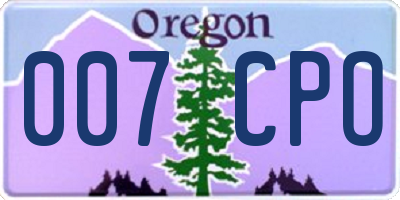 OR license plate 007CPO