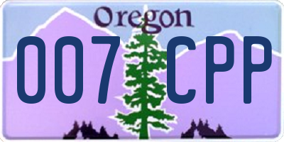OR license plate 007CPP