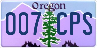 OR license plate 007CPS