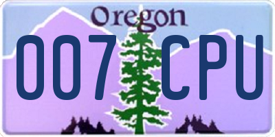 OR license plate 007CPU