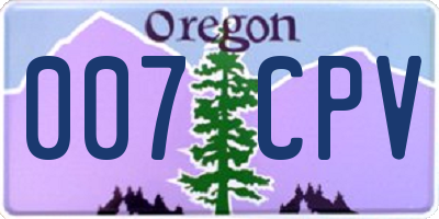 OR license plate 007CPV