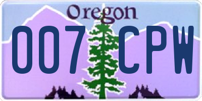 OR license plate 007CPW