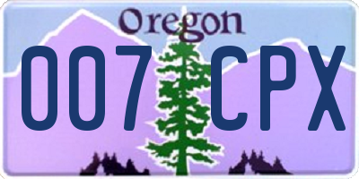 OR license plate 007CPX