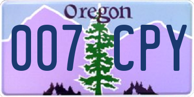 OR license plate 007CPY