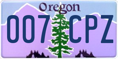 OR license plate 007CPZ