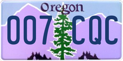 OR license plate 007CQC
